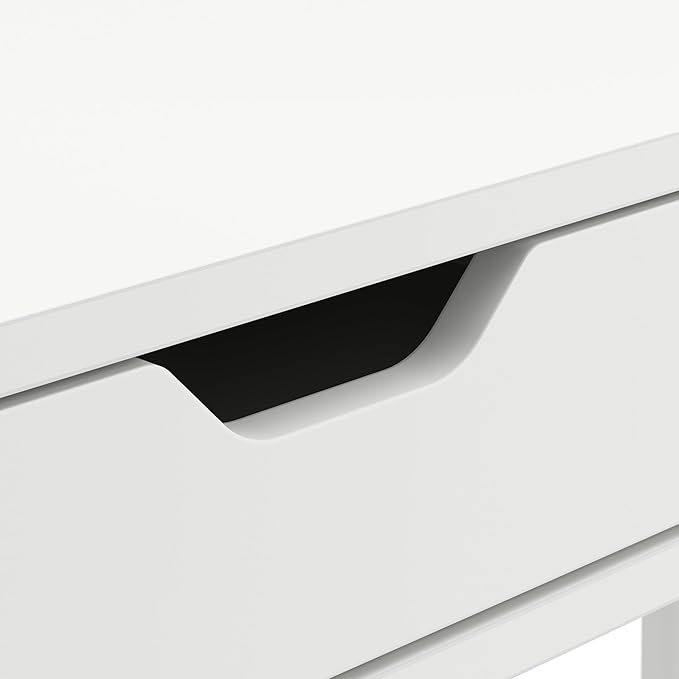 Nora 40W Writing Desk in Pure White | Compact Writing Table with Storage, Workstation for Home Office or Study Room