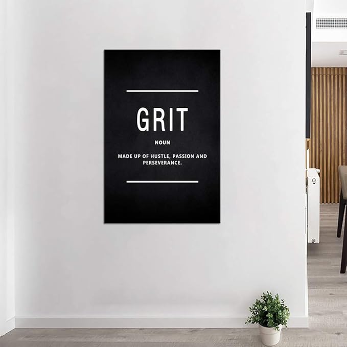 Yatsen Bridge Motivational Wall Art for Office Inspirational Canvas Painting Grit Noun Motto Posters Inspiring Quotes Pictures Sign Prints Artwork Home Living Room Wall Decorations Framed (24”Wx36”H)