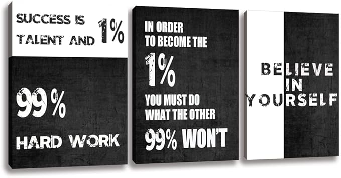Motivational Canvas Wall Art Entrepreneur Office Wall Decor Inspirational Poster Print Modern Black Wall Painting Picture for Workplace Living Room Bedroom, Ready to Hang 12inch x16inch x3pieces