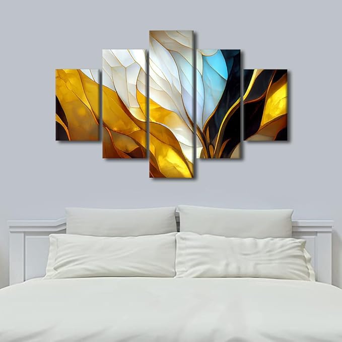 Canvas Wall Art Decor Modern Living Room Home Walld Art 5 Panel Abstract Canvas Art Colorful Glass Window Picture Printing for Bedroom Office Wall Art Decoration Stretched Ready to Hang 60x40 in