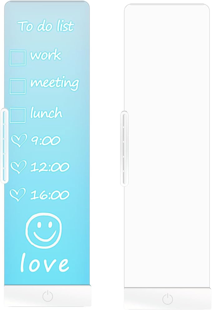 LED Memo Board with Sticky Note Holder, Office Supplies, Monitor Memo Board, Clear Acrylic Computer Monitor Organizer, Work from Home Essentials, Multifunction Workspace Accessories (White-L)