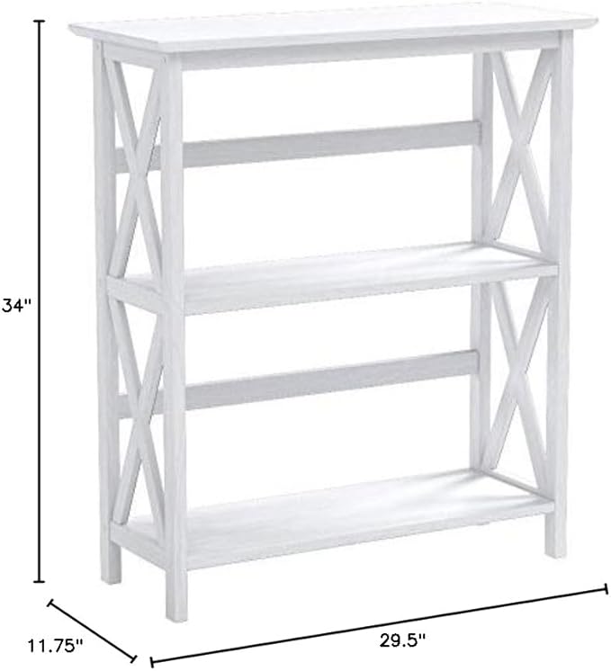 Casual Home Montego 3-Shelf Bookcase, White