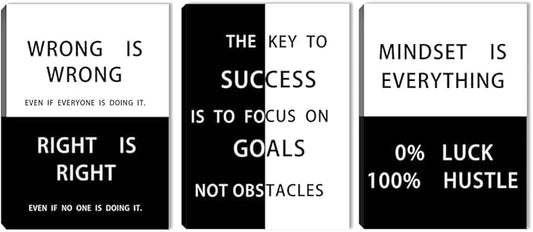 Inspirational Hustle Wall Art Canvas Poster Print Motivational Success Wall Art Office Decor Positive Quotes Wall Decor Workplace Bedroom Living Room Poster Wall Decorations Framed Artwork (36"Wx16"H)