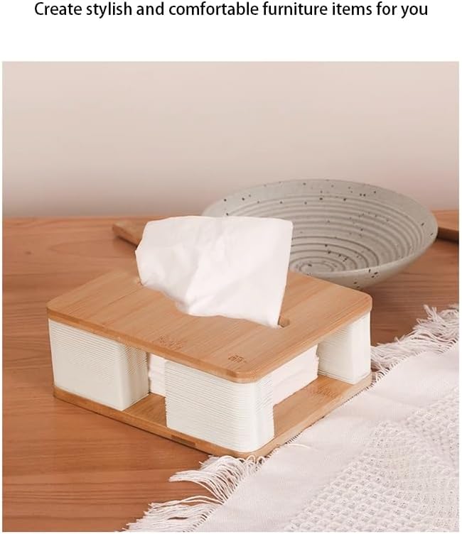 Stylish Tissue Box Household Box Car Tissue Box and Bamboo Tissue Storage Box for Bathroom Vanity Countertop Office Home Décor Gift Modern Tissue Box (Color : Brown) (White)