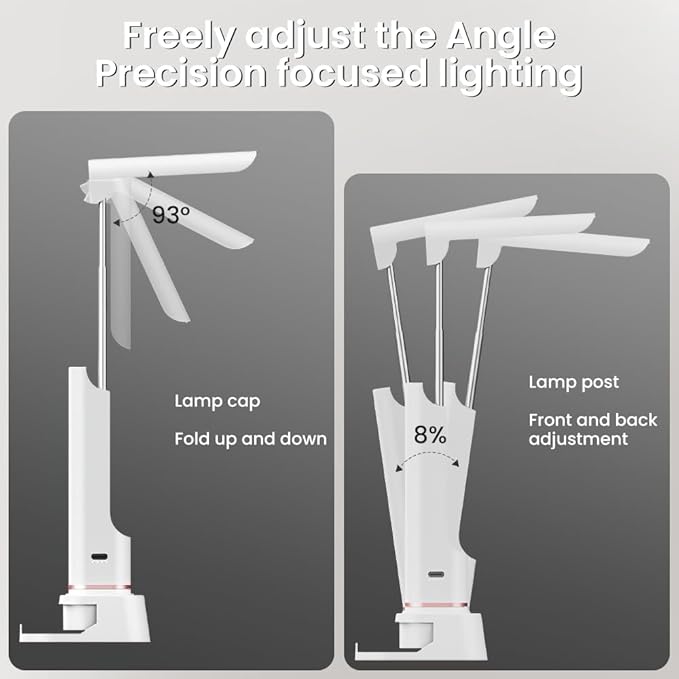 Cordless Desk Lamp, Rechargeable Portable Light with 3 Modes and Hidden Stretchable Design, Multi-Function Lamp for Reading, Emergency and Phone Stand Use