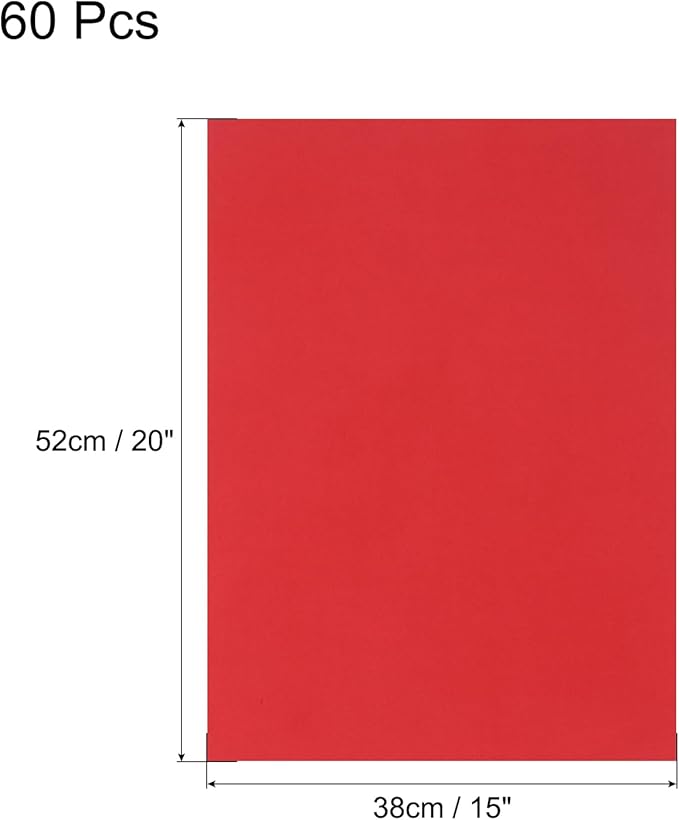 MECCANIXITY 60 Sheets Red Cardstock 20" x 15", 200gsm/75lb Thick Card Stock Printer Paper for Crafts, Invitations, Card Making, Scrapbooking, Drawing