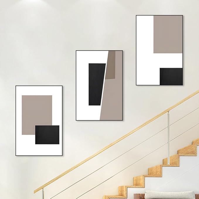 Canvas Framed Wall Art, Geometric Home Wall Art Decor Paintings, Large 24 X 32 Inch Black and White Abstract Decorative Wall Art for Living Room Bedroom Office Wall Decorative Paintings