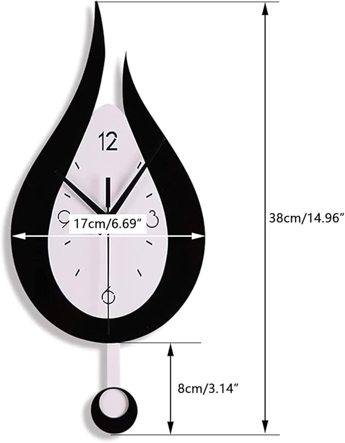 Wall Clock Wall Clock 3D Modern Wall Clock Decor Decorative Office Wall Clock with Pendulum Silent Numerals Water Drop Wall Clock Modern Clock (B 17 * 38cm)