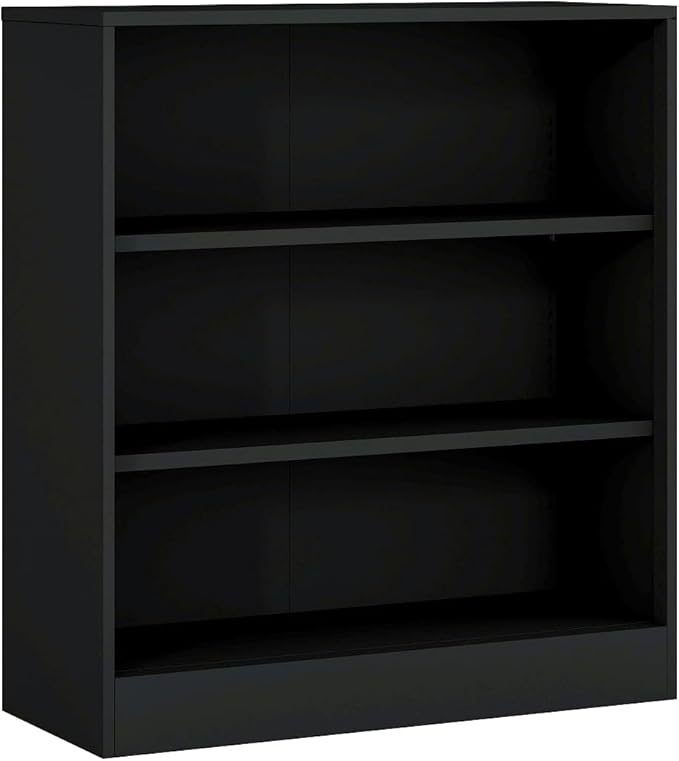 IRONMIX Metal Open Bookcase, 3-Tier Bookshelf with Adjustable Shelves, Black Small Bookcase for Small Places, Curio Cabint Display Case for Home Office, Library, Living Room