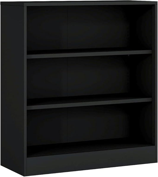 IRONMIX Metal Open Bookcase, 3-Tier Bookshelf with Adjustable Shelves, Black Small Bookcase for Small Places, Curio Cabint Display Case for Home Office, Library, Living Room
