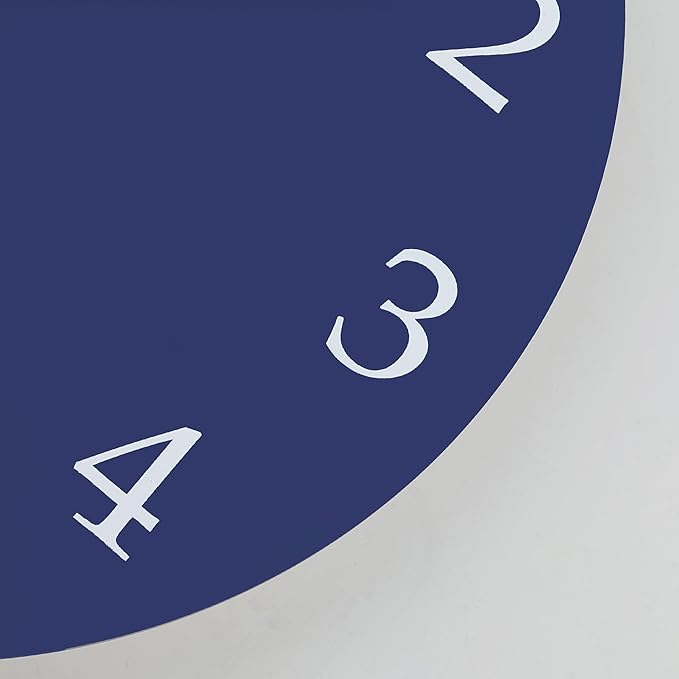 Lafocuse 12 Inch Wooden Navy Blue Wall Clock Battery Operated, Simple Minimalist Silent Kitchen Wall Clock for Living Room Decor Bedroom (Metal Hands)