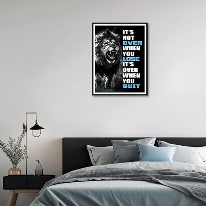 Novatique Motivational Wall Decor Inspirational Wall Art Motivational Success Canvas Painting Lion Animals Quotes Office Decor Ready to Hang,12 x 16inch