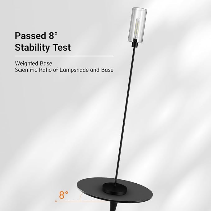 BoostArea Modern Standing Floor Lamp with Seeded Glass Shade, Simple Design, Tall, for Bedroom, Office, Kids Room, Reading