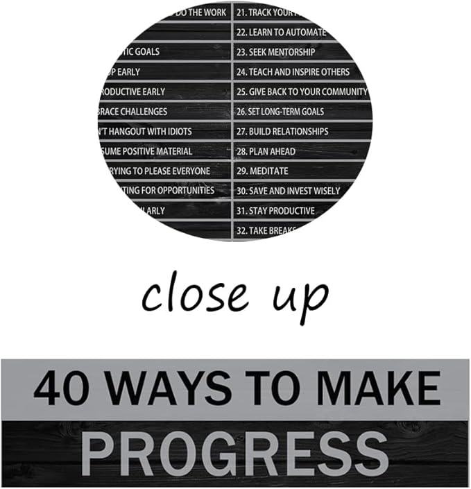 Inspirational Canvas Wall Art 40 Ways to Make Progress Painting Poster Motivational Entrepreneur Quotes Proverbs Print Artwork Office Wall Decoration Bedroom Frame Ready to Hang[24"W x 36"H]