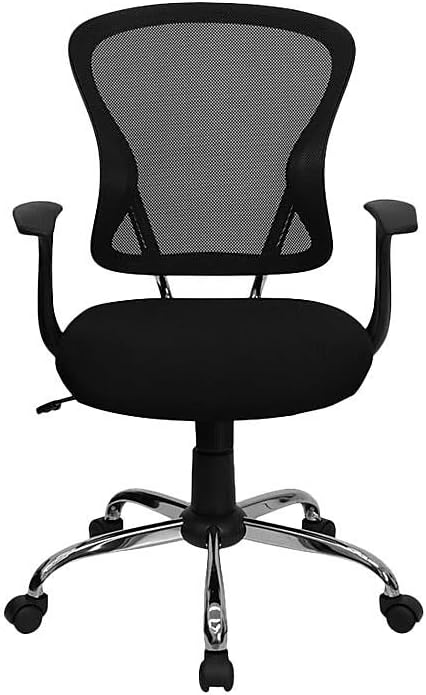Flash Furniture Alfred Mid-Back Black Mesh Swivel Task Office Chair with Chrome Base and Arms