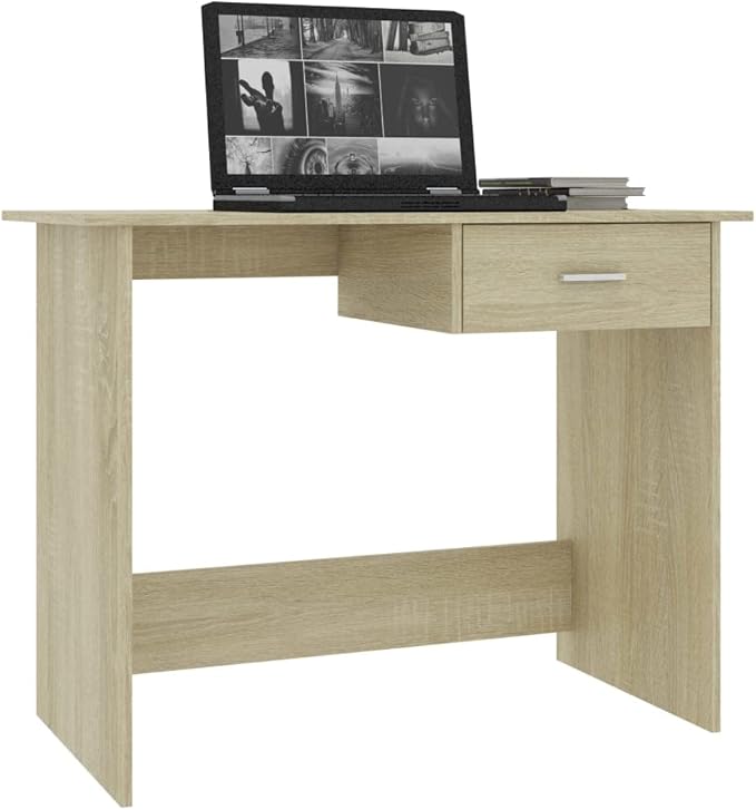 Writing Desk Study Table Computer Desk with Storage Shelves Desk Sonoma Oak 39.4"x19.7"x29.9" Chipboard Easy Assemble for Living Room Home and Office
