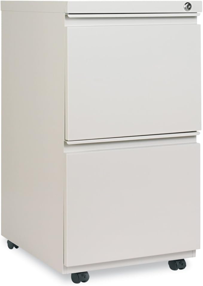 Alera PBFFLG Two-Drawer Metal Pedestal File with Full-Length Pull, 14 7/8w x 19 1/8d, Lt Gray