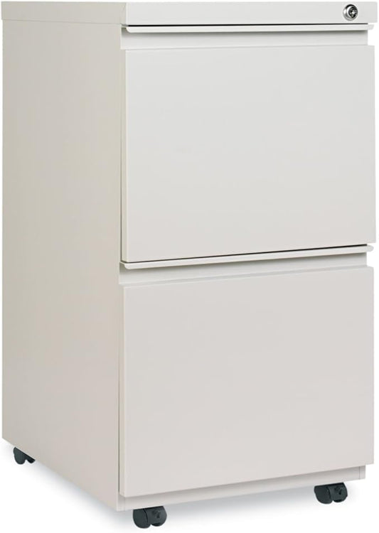 Alera PBFFLG Two-Drawer Metal Pedestal File with Full-Length Pull, 14 7/8w x 19 1/8d, Lt Gray