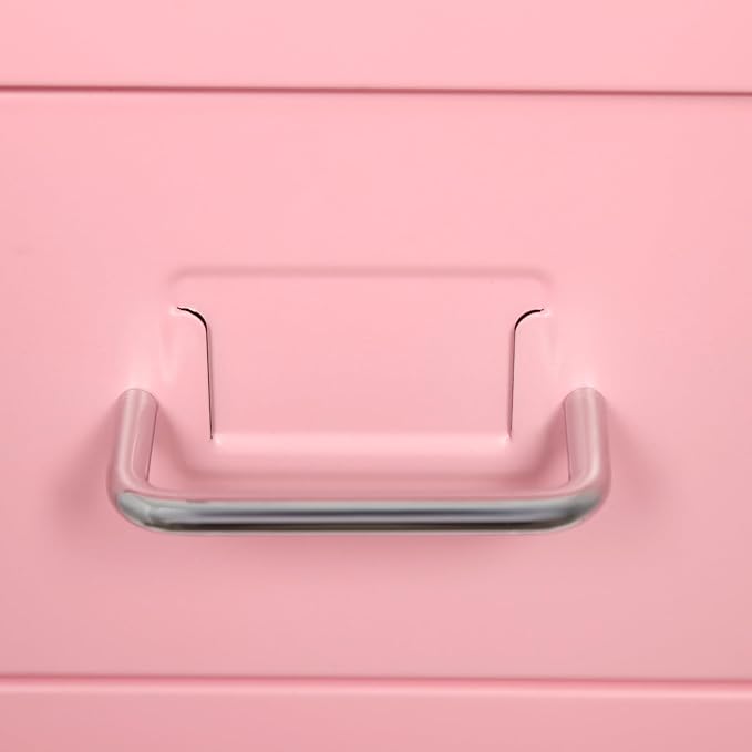 6-Drawer Metal File Cabinet, Mobile File Cabinet with Lock, Rolling Vertical File Cabinet Under Desk for Home Office, 11 * 16 * 27in (Pink)
