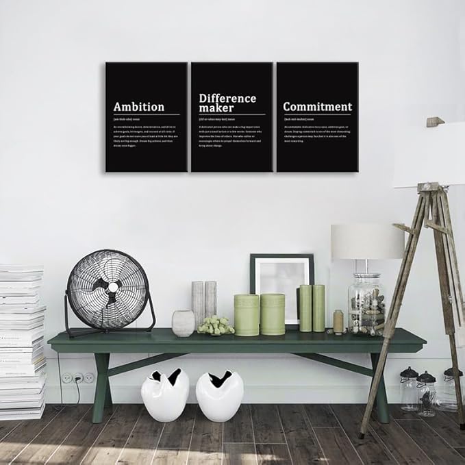 Inspirational Canvas Print Wall Art Office Difference maker Noun Motivational Picture Ambition Commitment Poster Painting Modern Inspiring Artwork for Home Living Room Wall Decor[36''Wx 16''H]