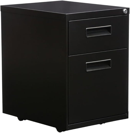 Alera ALE Two-Drawer Metal Pedestal File, 14 7/8w x 19 1/8d x 21 5/8h, Black