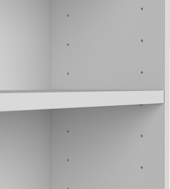 Bush Home Universal 15W Tall Corner Bookshelf in White, 6 Shelf Narrow Bookcase for Home Office Storage or Living Room Organization