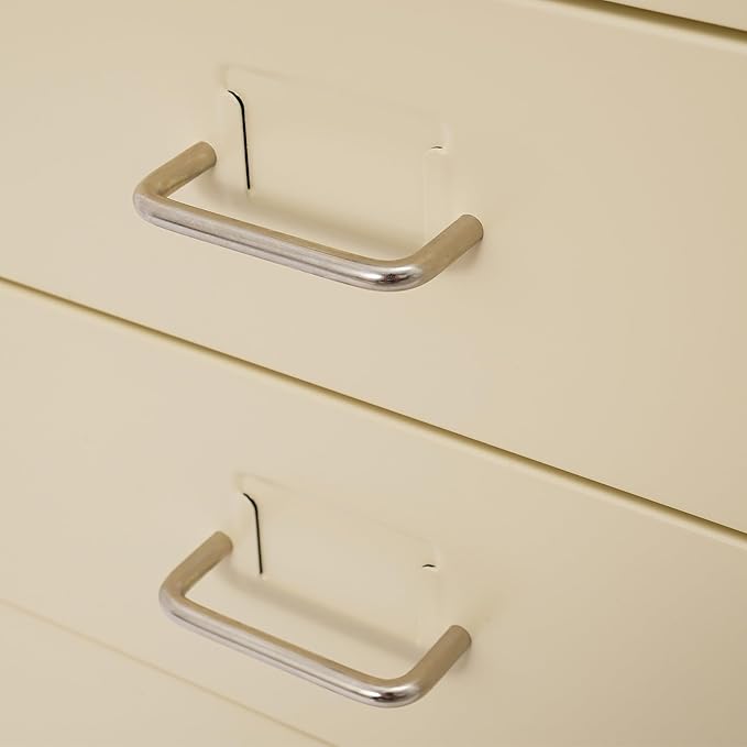 6-Drawer Metal File Cabinet, Metal Filing Storage Vertical Cabinets with Lock Home Office Filing Cabinets for Organization Hanging Letter/Legal/F4/A4 (Apricot)
