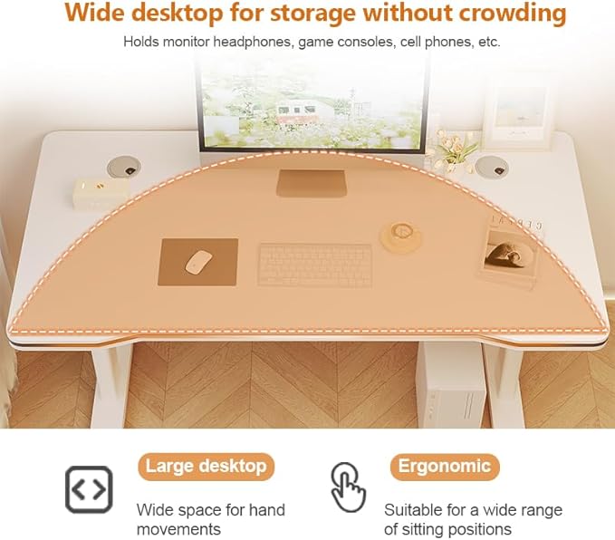 Gaming Desk Computer Writing Table for Home Office Student Art Modern Simple Style with T-Shaped Metal Bracket PC Wood Suitable for Offices&Bedrooms