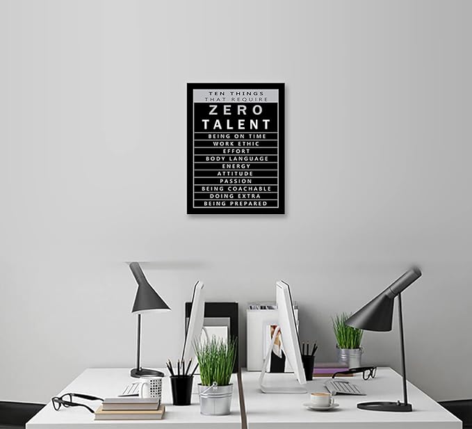 Inspirational Canvas Wall Art Ten Things That Require Zero Talent Inspirational Painting Entrepreneur Quote Poster Printing Artwork Home Office Bedroom Decoration Frame Ready to Hang[18" W x 24" H]