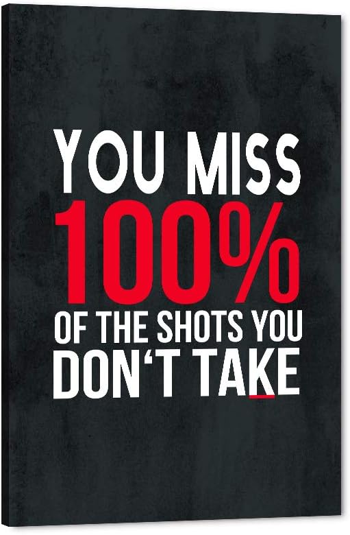 Gift For Fans Of The Office TV Show-Inspirational Canvas Giclee Office Artwork Michael Scott Framed Poster Wayne Gretzky Funny Print You Miss 100% Of The Shots You Don’t Take Easy to Hang-12"Wx16"H