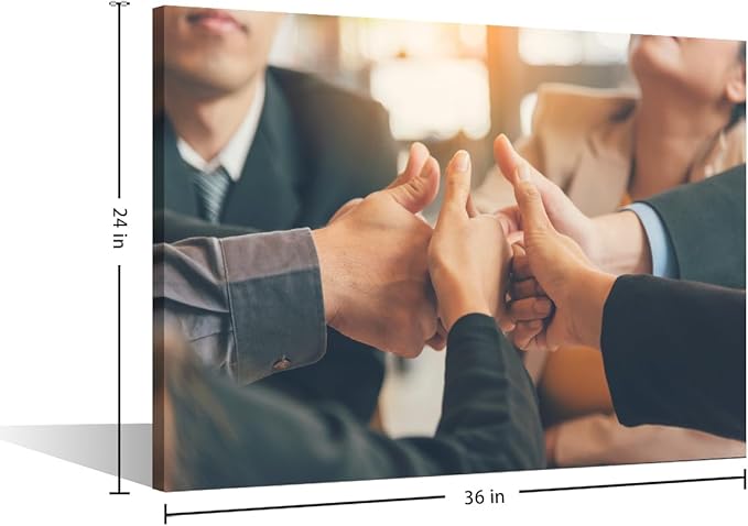 Large Wall Art Multiethnic People Group Working Togetherness Pictures Modern Motivational Inspirational Success Teamwork Posters Canvas Art Wall Decor for Office Framed 1 Panel (24" Wx36 H)
