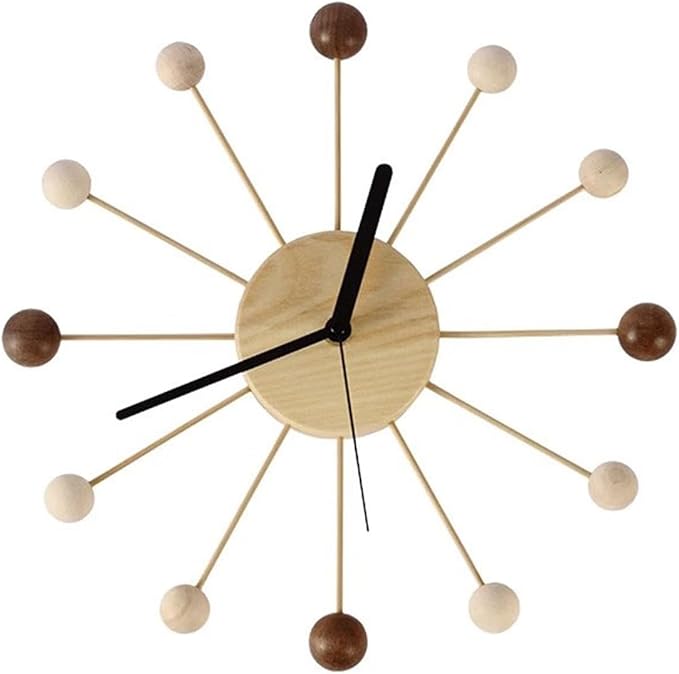 Wall Clock Planet Wall Clock Living Room Household Creative Mute Clock Wooden Modern Simple Wall Clock Office Design Feeling Decor Clock (Color : A) (A One Size)