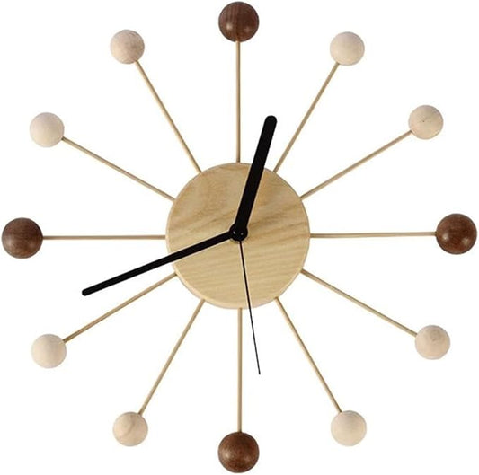 Wall Clock Planet Wall Clock Living Room Household Creative Mute Clock Wooden Modern Simple Wall Clock Office Design Feeling Decor Clock (Color : A) (A One Size)