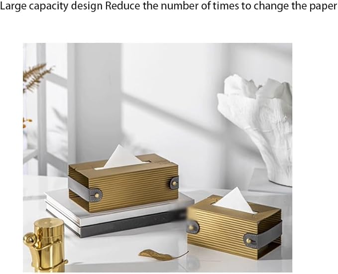 Stylish Tissue Box Car Tissue Box Rectangle Napkin Box Holders and Modern Desktop Decoration for Bathroom Vanity Countertops Offices Gift Modern Tissue Box (Color : Gold, Size : Large) (Gold Large)