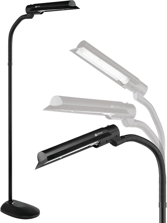 OttLite T81G5T-SHPR 18-Watt Wing Shade Floor Lamp, 10.5" x 62, Black