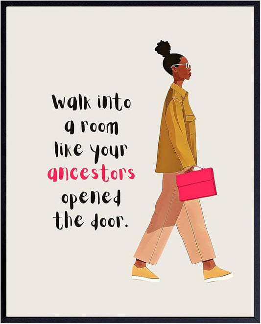 African American Womens Office Decor - Black Girl Wall Art - Black Woman Inspirational Wall Art - Boss lady African American Wall Decor - positive Quotes Wall Decor - Motivational poster 8x10