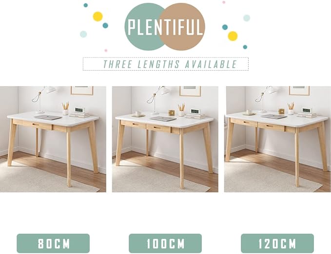 IOTXY Solid Wood Writing Desk - Home Office Workbench Desk with Drawer, 47.24" Width Laptop Computer Work Study Table