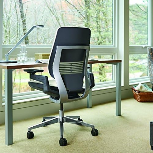 Steelcase Gesture Office Chair - Cogent Connect Tangerine Upholstered Wrapped Back Platinum Metallic Frame Medium Seat Merle Seat/Back/Arms (Dark/Light) Hard Floor Caster Wheels