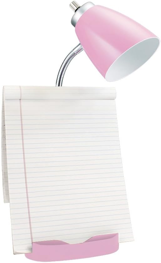 Limelights LD1056-PNK Desk Lamp Organizer with iPad Tablet Book Stand and USB Charging Port, Pink