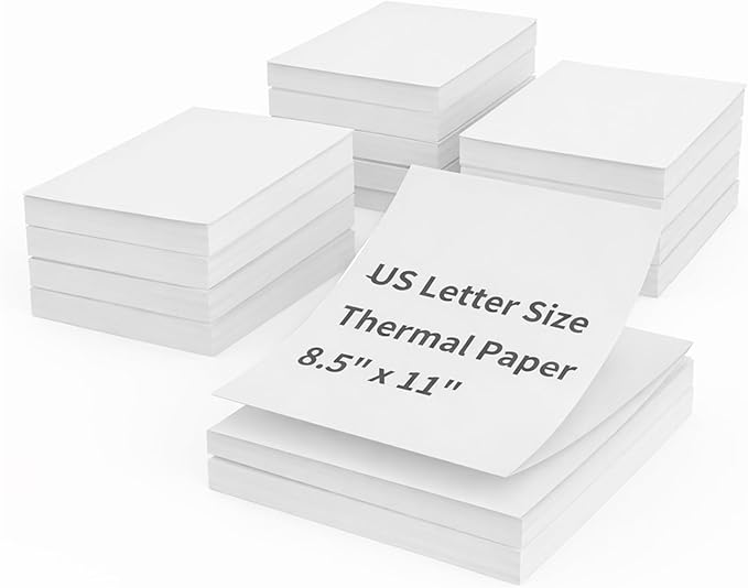 FungLam Thermal Printer Paper 8.5 x 11 Inch, 2000 Sheets US Letter Size Thermal Paper, Folded, Continuous, Perforated, Compatible with A4 Portable Thermal Printer