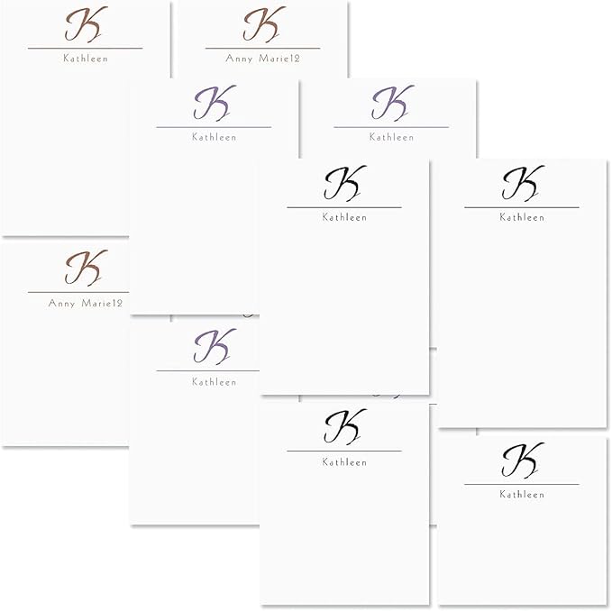 Current Inspirational Initial Personalized Notepad Set – Set of 4, 100-Sheet Pads, Multiple Sizes, Great for Shopping Lists, Grocery Lists and Personalized Gifts