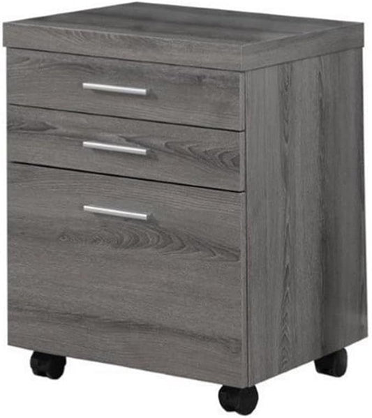 Atlin Designs 3 Drawer File Cabinet, Dark Taupe Finish, 26" H x 18" W x 19" D, Reclaimed Wood-Look, Includes Castors, Home Office Storage Furniture