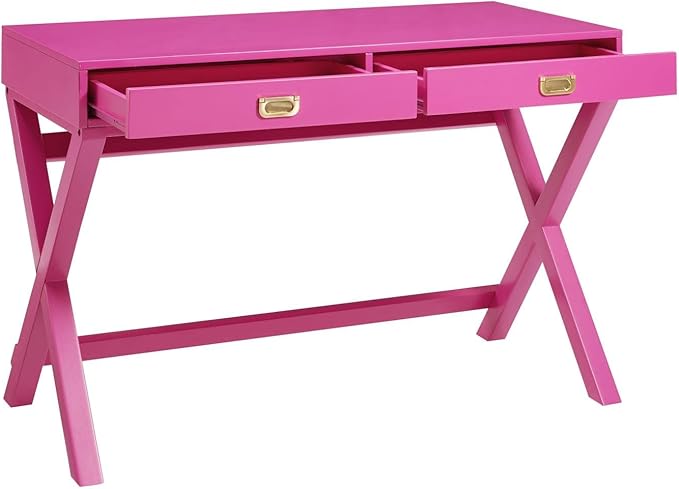 Linon PG138RSP01U Linon Home Decor Peggy Raspberry Pink Writing Desk Desk, Raspberry Pink, 44"W x 20"D x 30"H