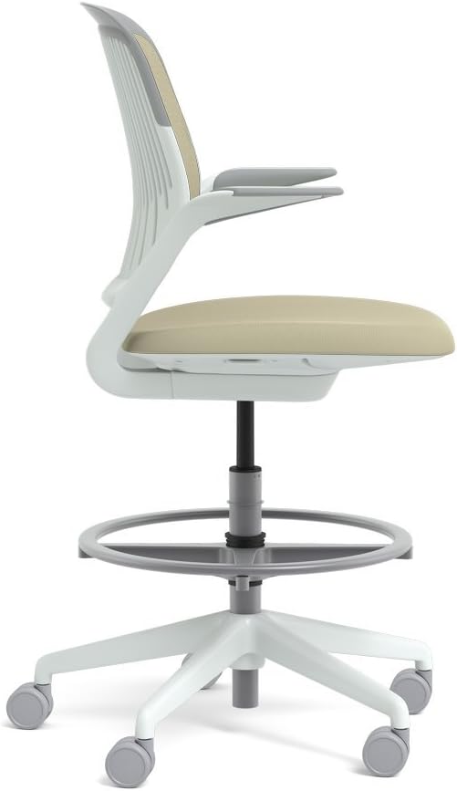 Steelcase White Base with Hard Floor Casters Cobi Stool, Malt