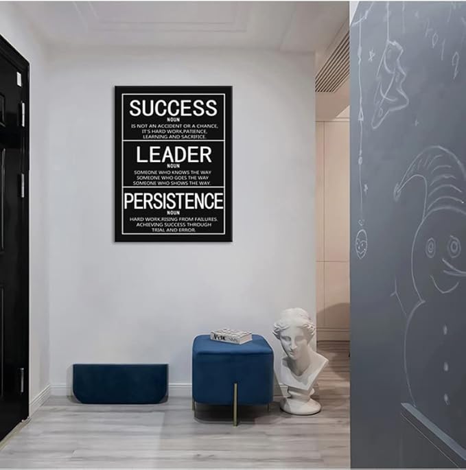 Inspirational Canvas Wall Art Success Noun Leader Noun Persistence Noun Motivational Picture Painting Posters Prints Artwork Office Library Wall Decor Framed [30" W X 40" H]