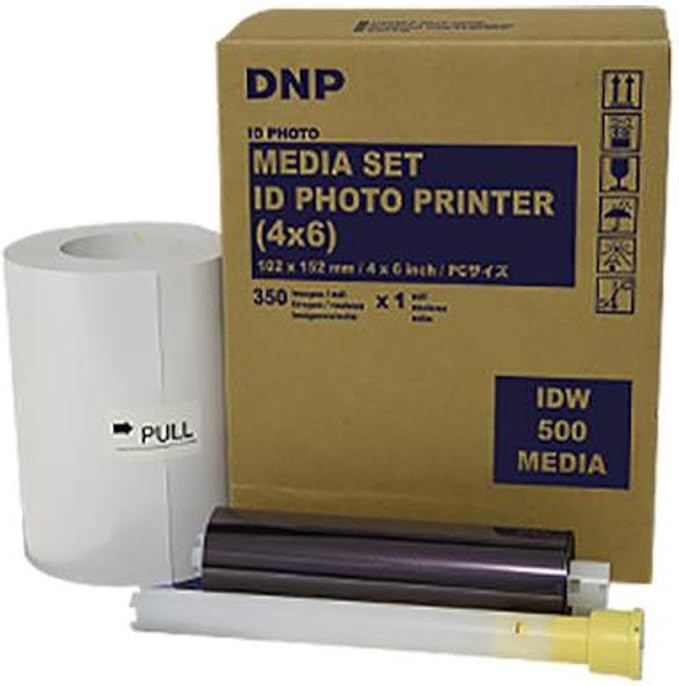 DNP 4x6" Paper and Ink Roll Media Set for IDW500 ID Photo Printer, 350 Prints (2-Pack)