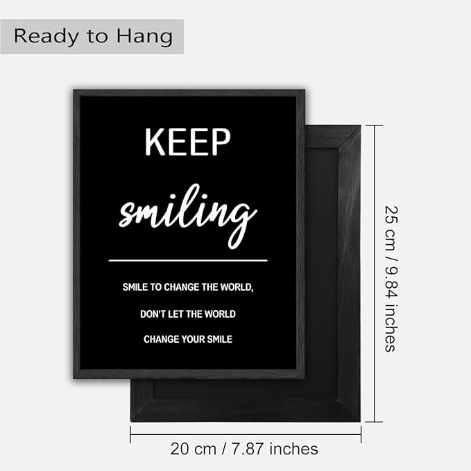 Drsoum Inspirational Office Framed Wall Art Motivational Wall Decor Quotes Encouraging Canvas Posters for Living Room Bedroom Sayings - 8” x10” x6 PCS Black Framed