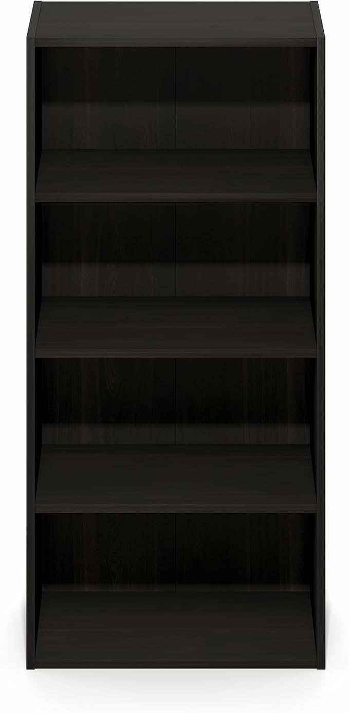 Furinno Basic Book Shelf, 4-Tier Bookcase with Open Shelf, Bookshelf, Cube Storage Organizer, 11 x 17 x 35, for Living Room, Bedroom, Home Office, Espresso