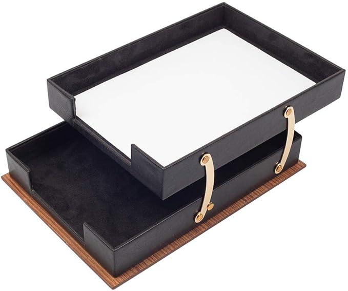 Leather Desk Set - Leather Organizer Desk Set - Walnut Wood Desk Set - Office Product - Office Desk Accessories, Home Office Accessories, Desk Supplies, Desk Accessories Set - 11 PCS