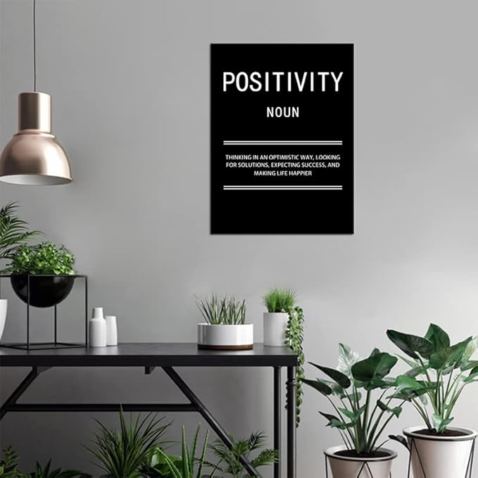 Inspirational Wall Art Positivity Noun Motivational Canvas Painting Quotes Poster Prints Wall Pictures for Living Room Home Decor Office Framed Ready to Hang [18''W x 24''H]